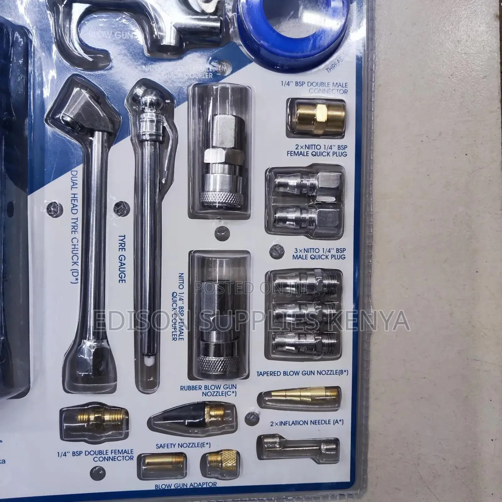 Air Blow Gun Kit 20pcs Spray Air Compressor Hose Nozzles Tire Inflator