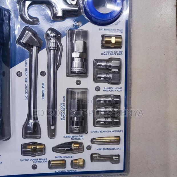 Air Blow Gun Kit 20pcs Air Compressor Hose Pipe Nozzles Tire Inflator - thumbnail 3