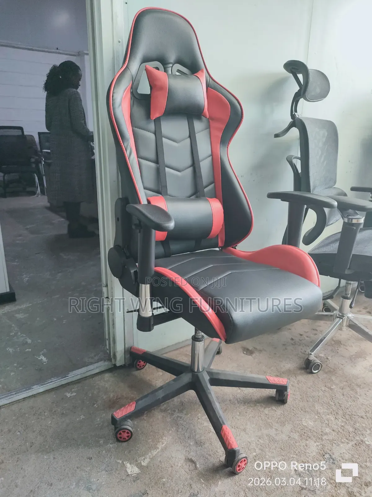 Office Furniture :Red Black Gaming Chair With Adjustable Arms