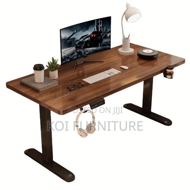 Office Table; 1400mm Brown Top Adjustable Home Office Desktop Desk - thumbnail 4