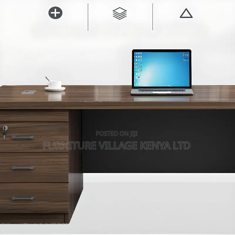 Office Desk; 1.4m Executive Study Desk With Storage Drawers