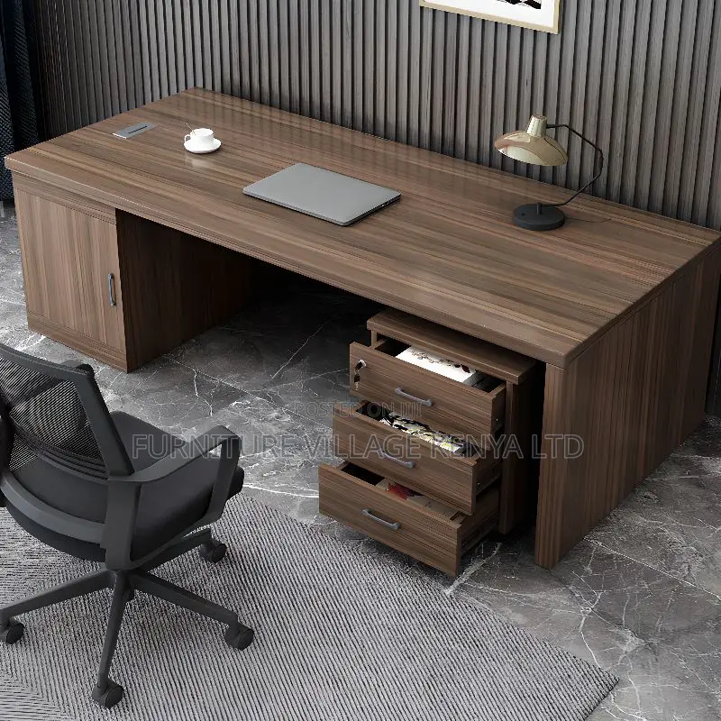 Office Desk; 1.4m Executive Study Desk With Storage Drawers