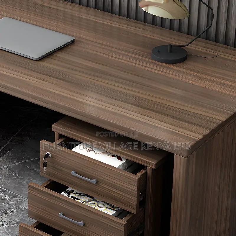 Office Desk; 1.4m Executive Study Desk With Storage Drawers