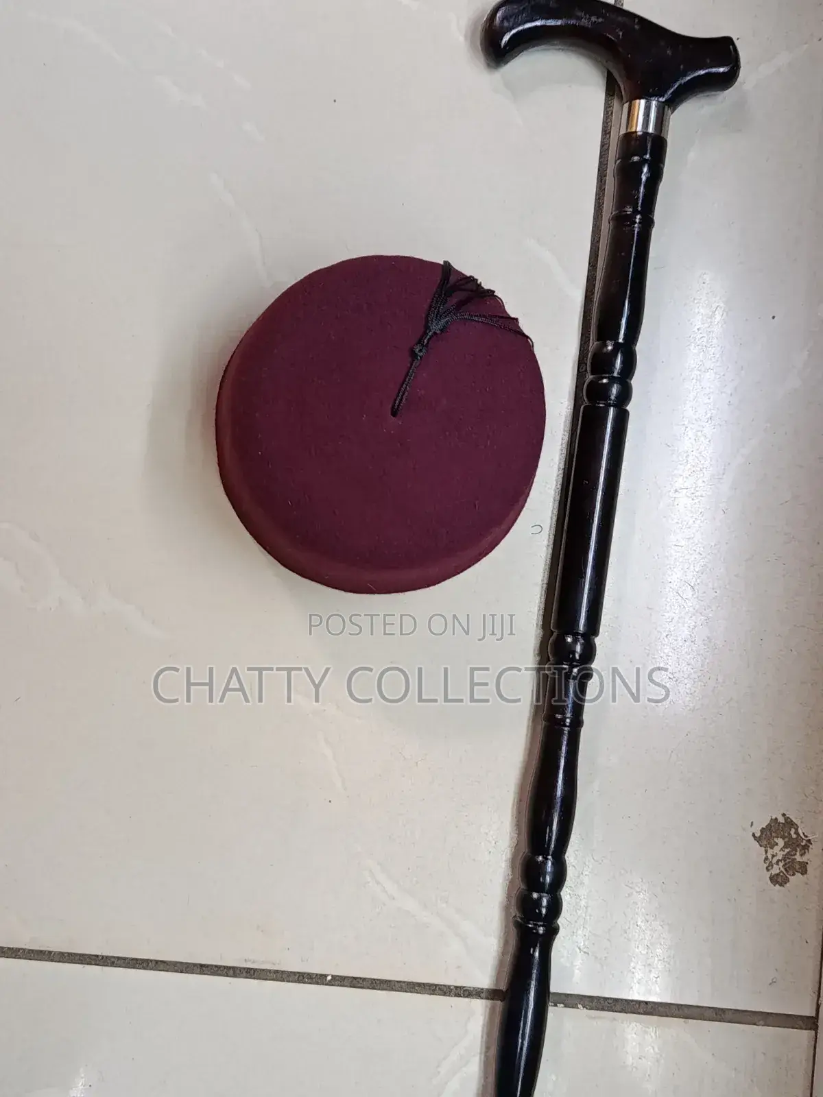 Gents Maroon Oga Hat With Walking Stick