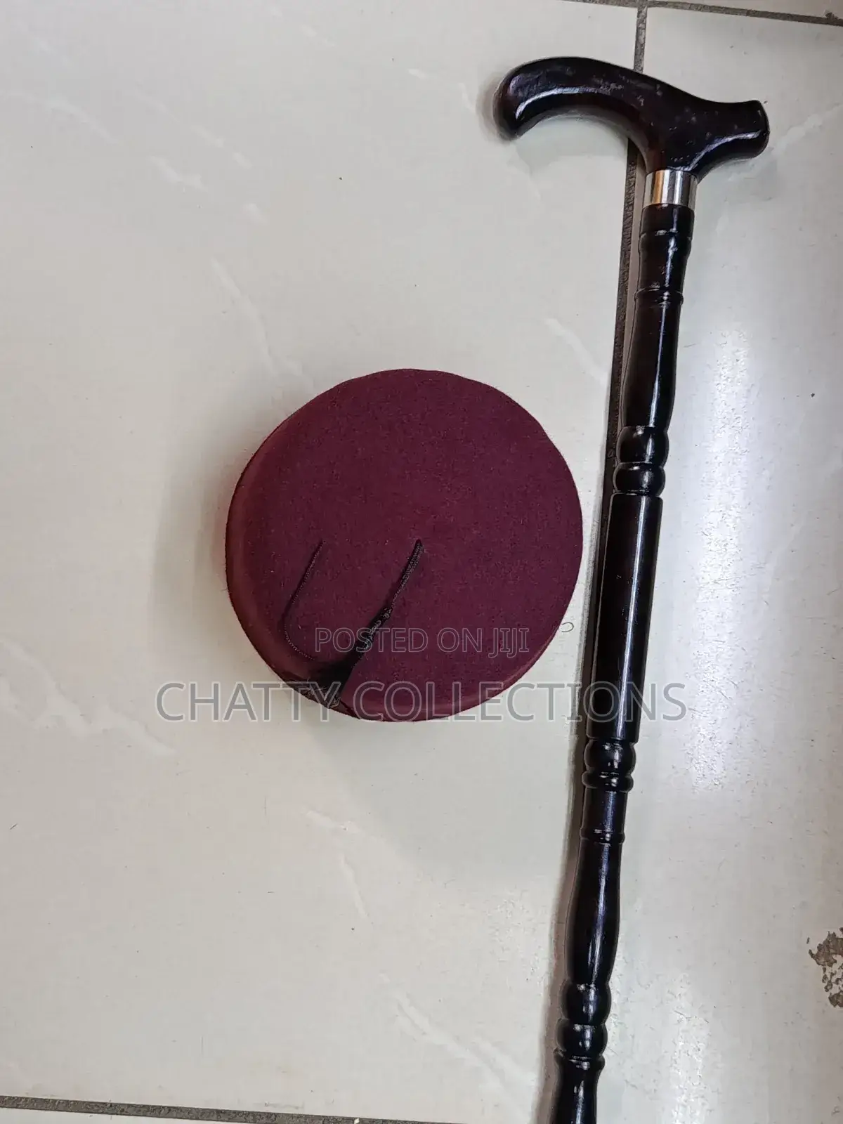 Gents Maroon Oga Hat With Walking Stick