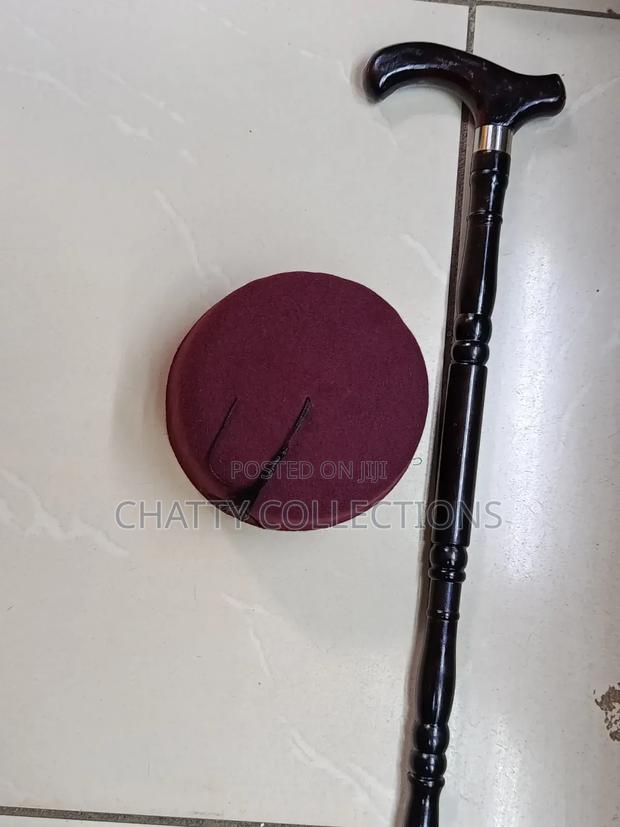 Gents Maroon Oga Hat With Walking Stick - thumbnail 2