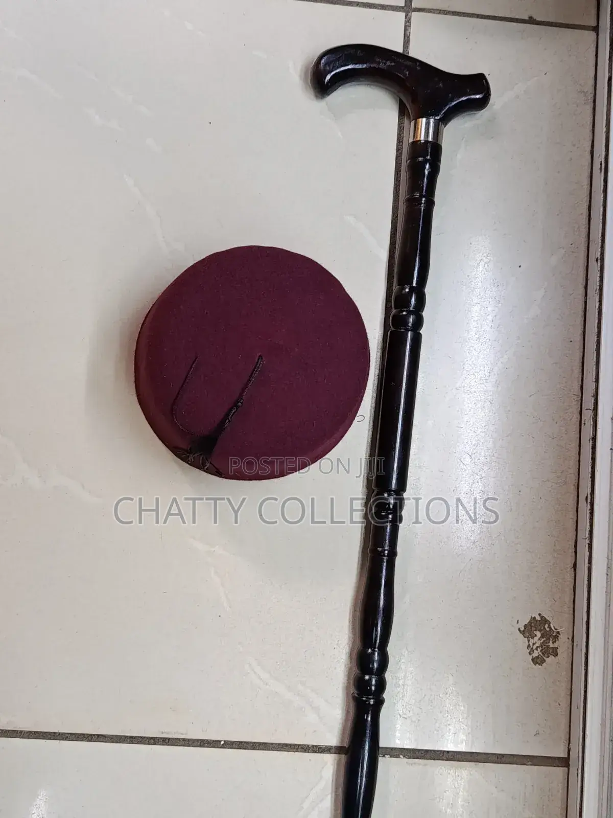 Gents Maroon Oga Hat With Walking Stick
