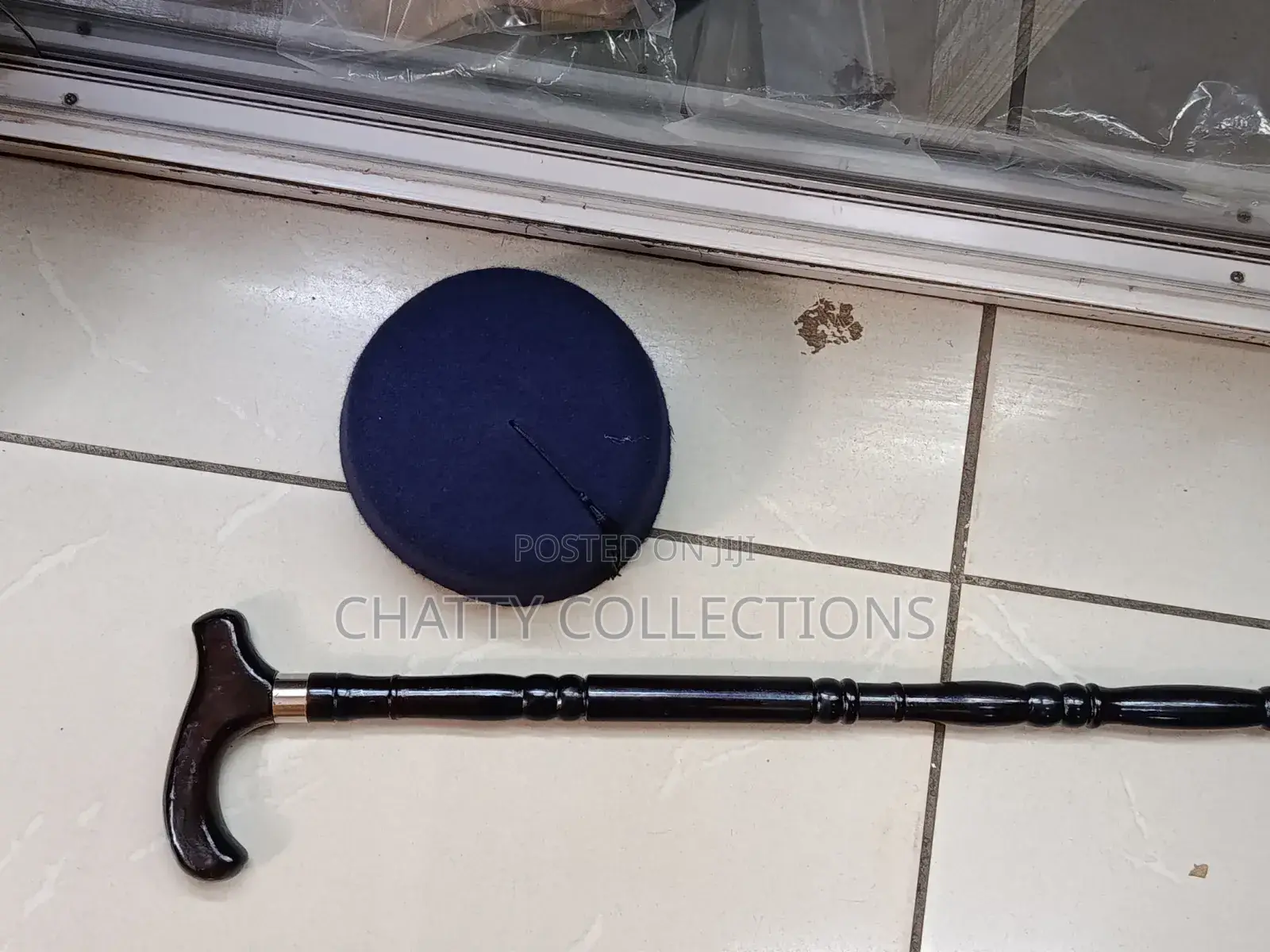 Navy Blue Men Oga Hats With Tassel With Walking Stick