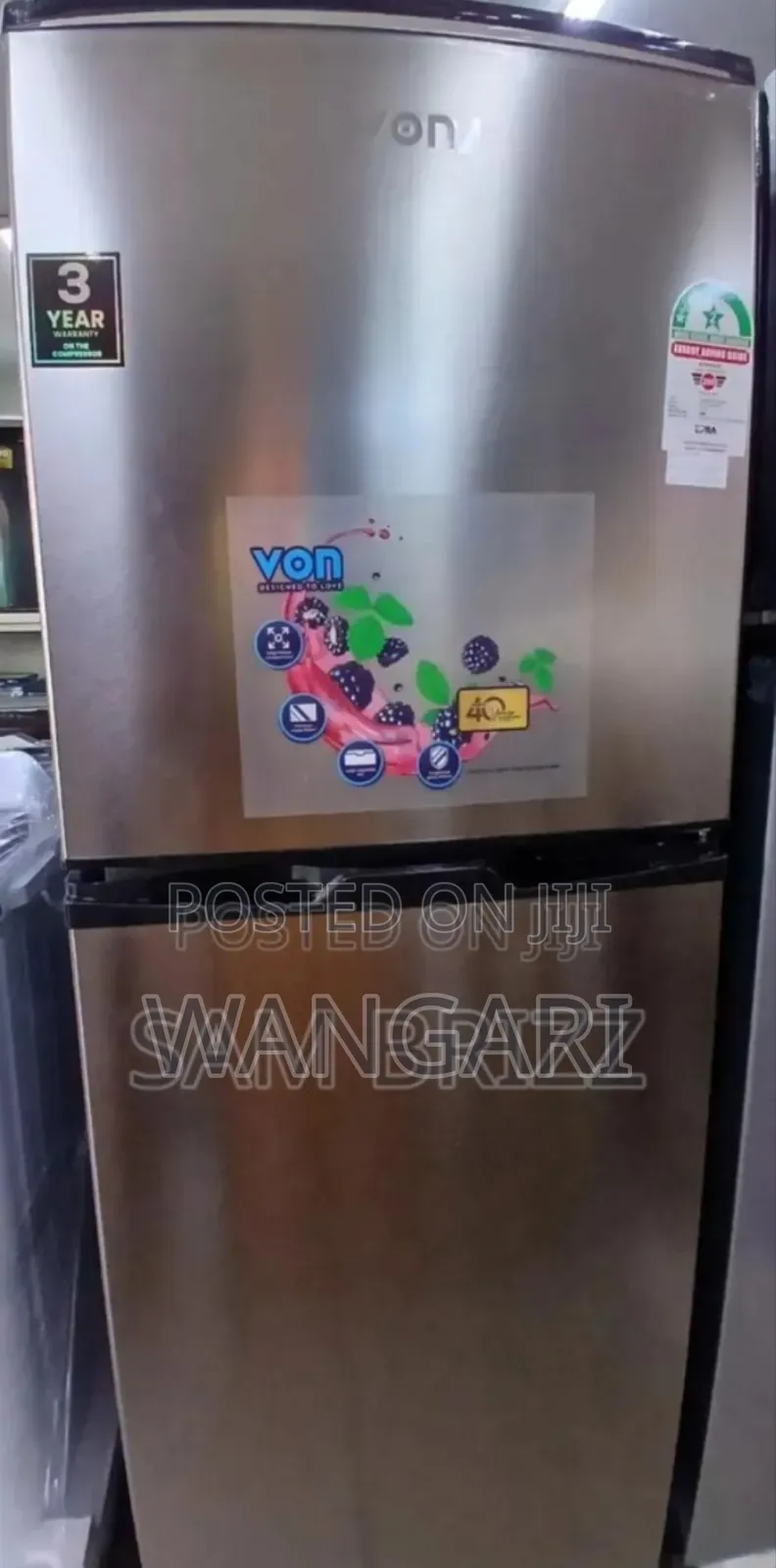 Colour Silver Von 195l Fridge