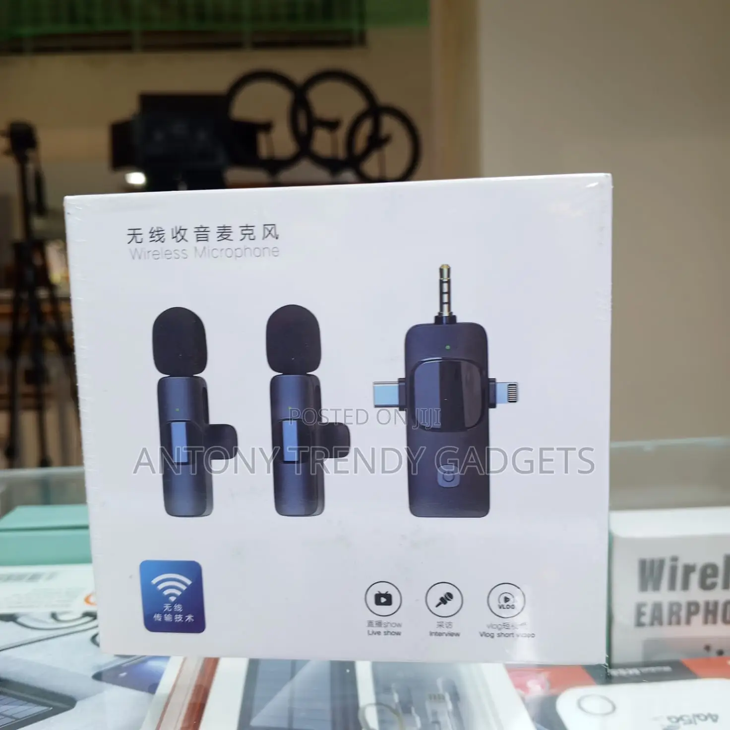 Dual Wireless Mic System Usb-C Lightning 50m Range