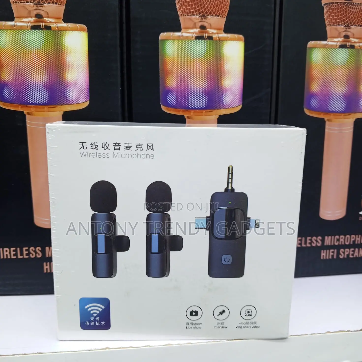 Dual Wireless Mic System Usb-C Lightning 50m Range
