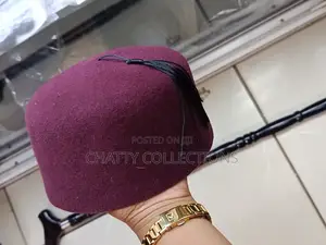 Maroon Men Oga Hats With Tassel