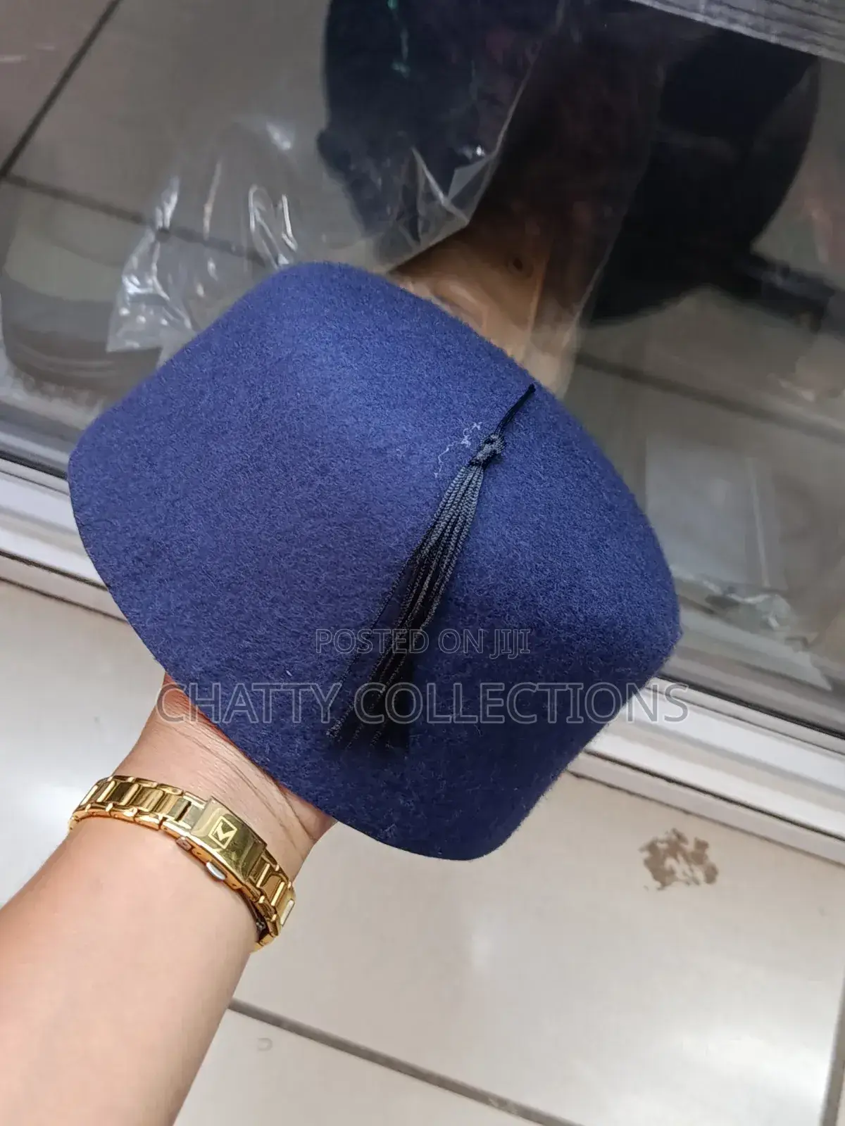Navy Blue Men Oga Hats With Tassel