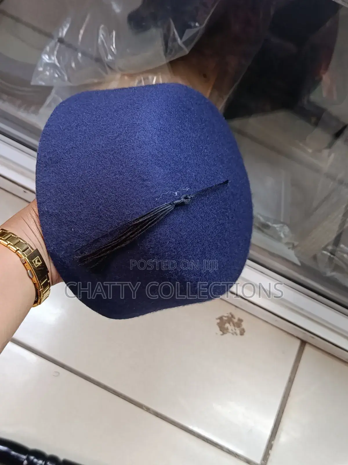 Navy Blue Men Oga Hats With Tassel