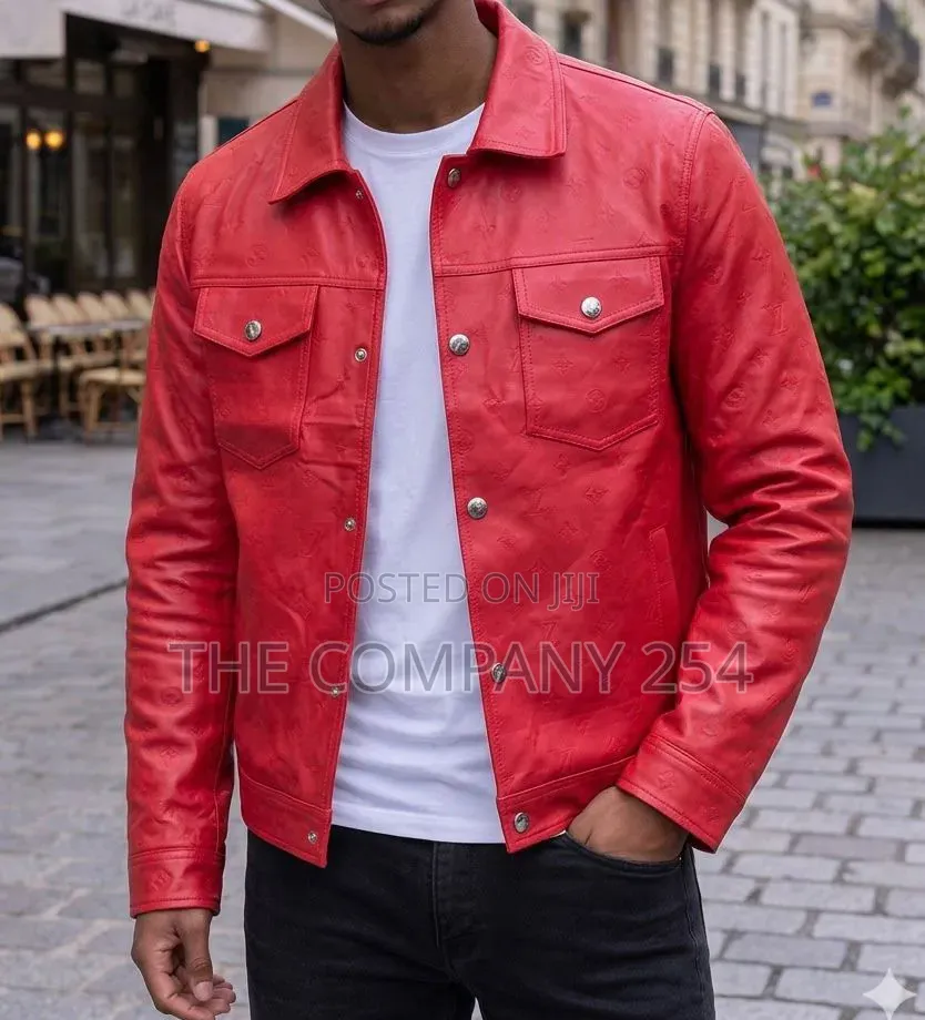 Quality Casual Leather Men Designer Double Pocket Jacket