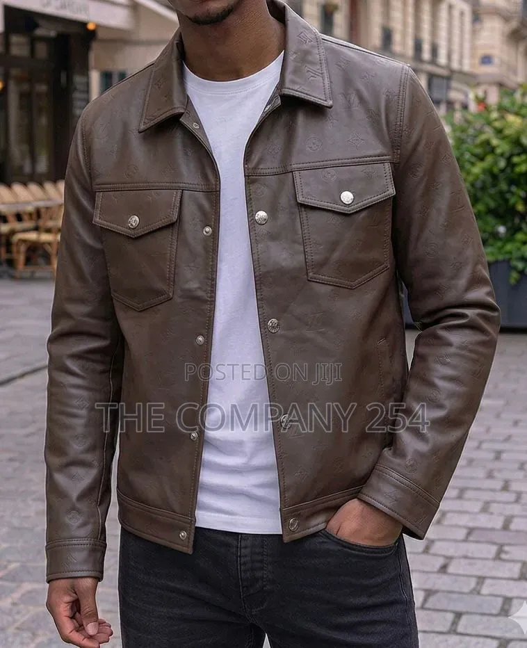 Quality Casual Leather Men Designer Double Pocket Jacket