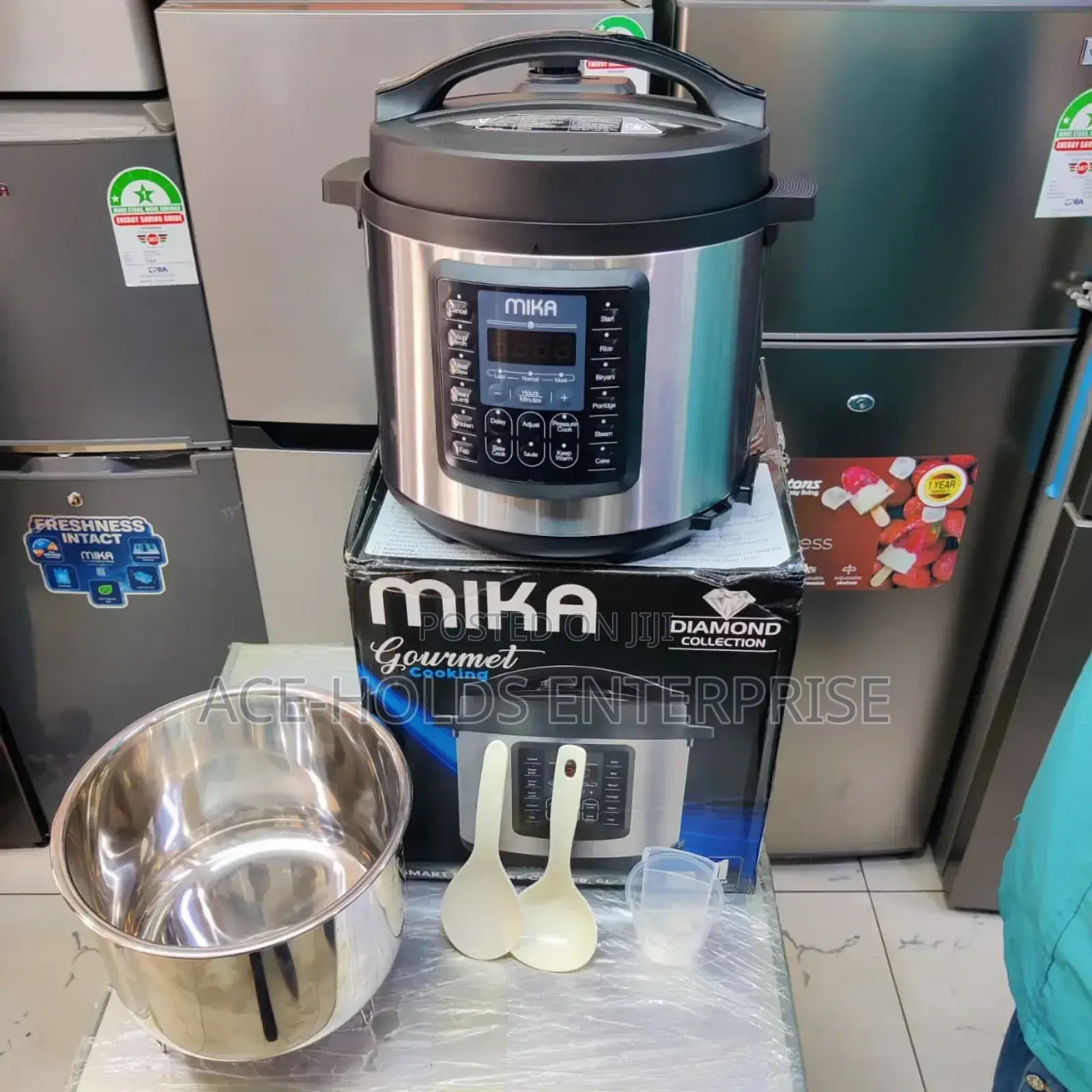 Mika 6 Litres Electric Rice/ Pressure Cooker (Stainless Bowl)