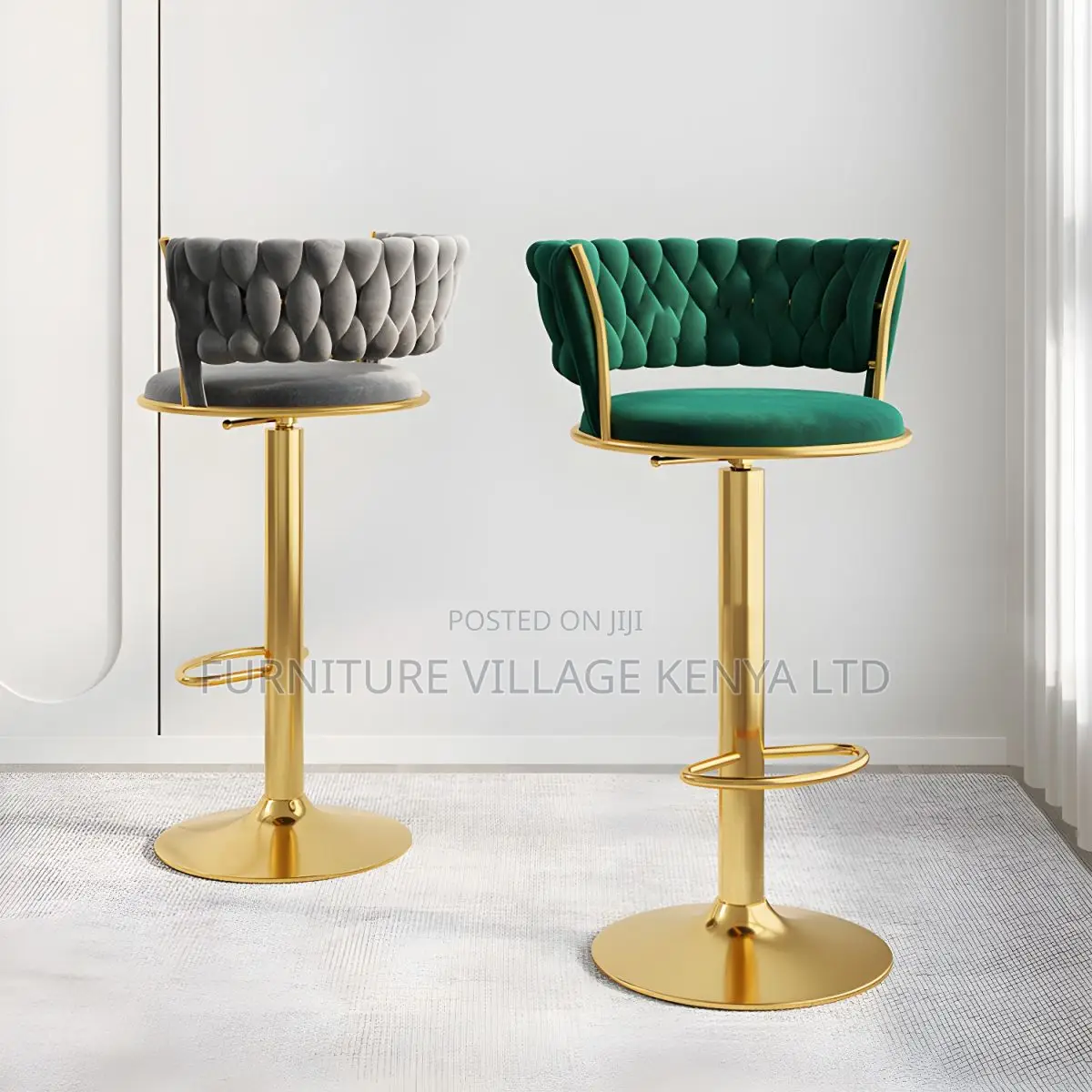 Barstool; Faux Leather Adjustable Seating Bar Stool