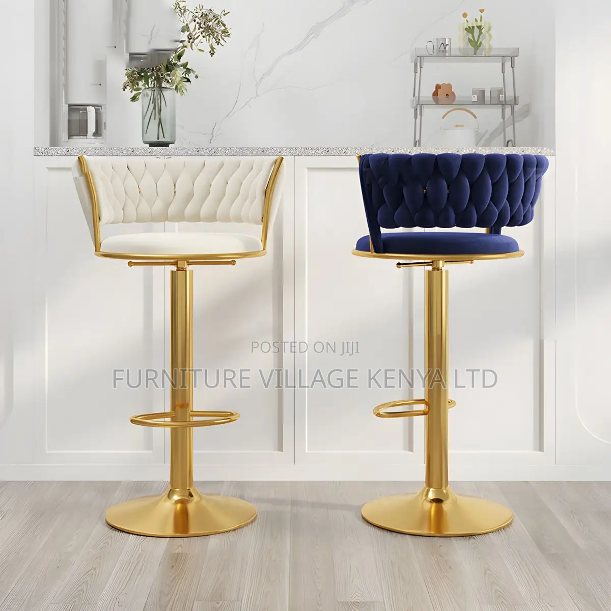 Barstool; Faux Leather Adjustable Seating Bar Stool