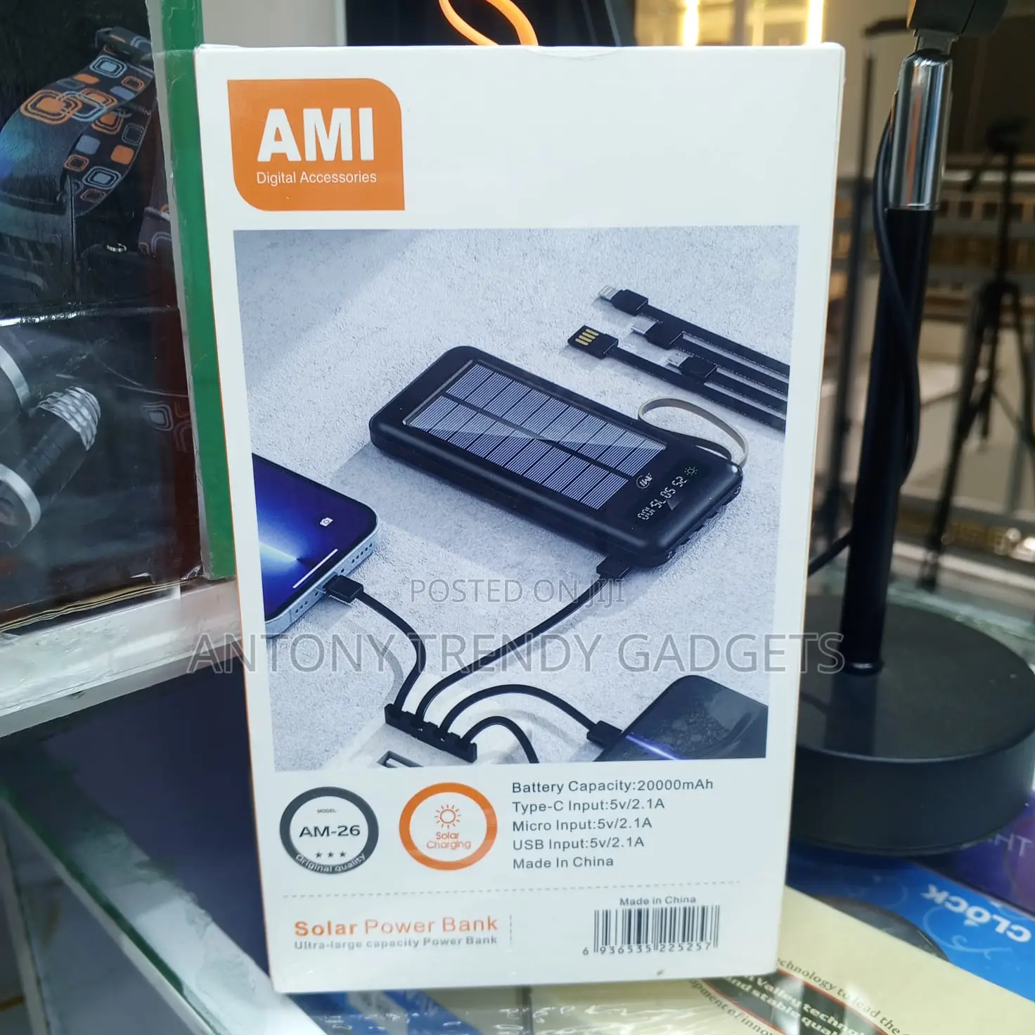 Ami Am-26 Solar Power Bank 20000mah Dual Usb Fast Charge