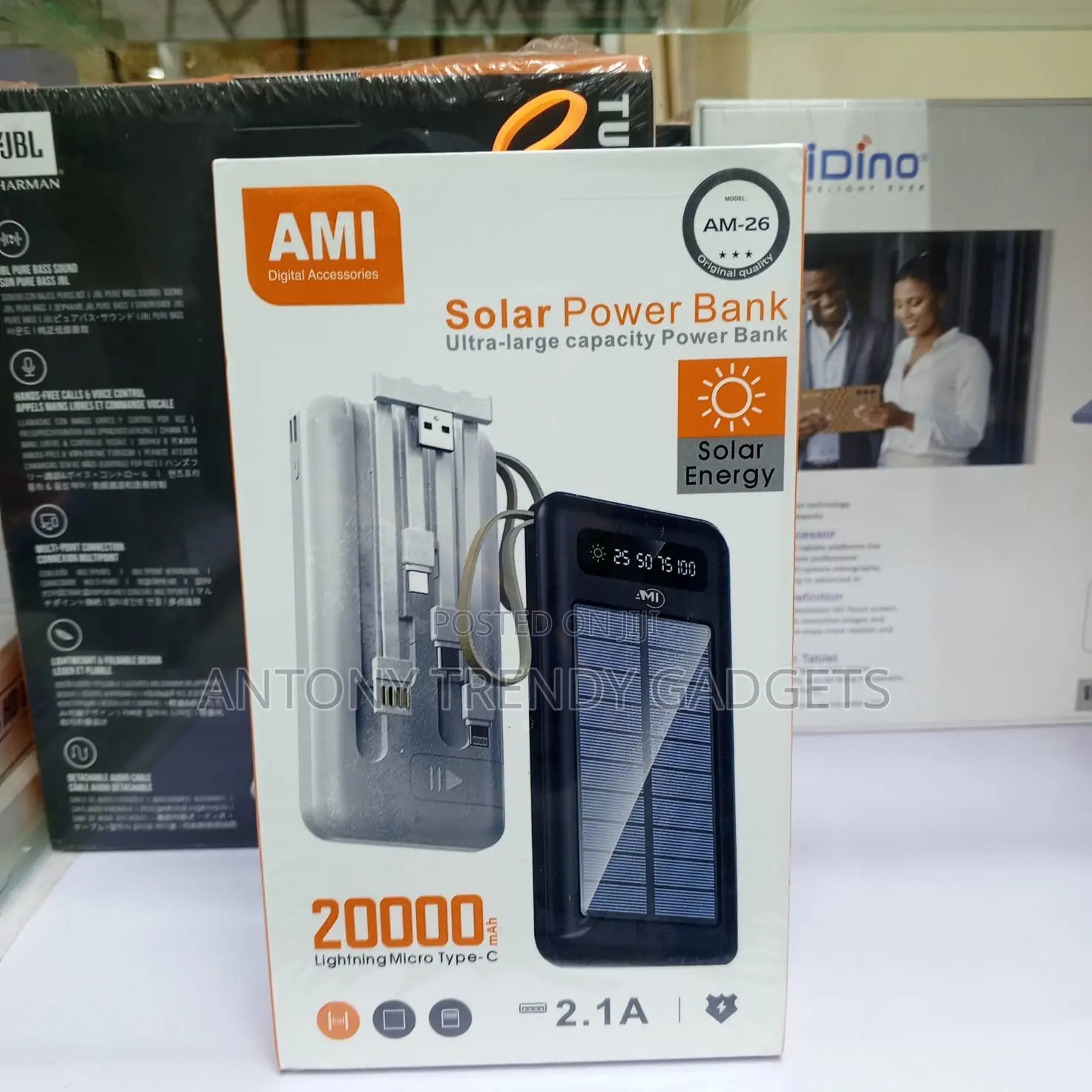 20000mah Ami Am-26 Solar Power Bank Dual Usb Output