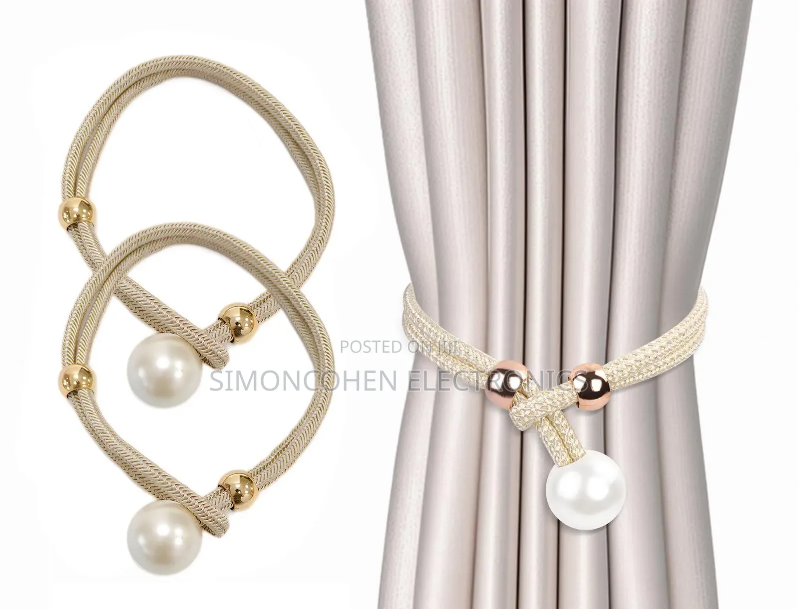 2pcs Shining Pearl Curtain Tieback