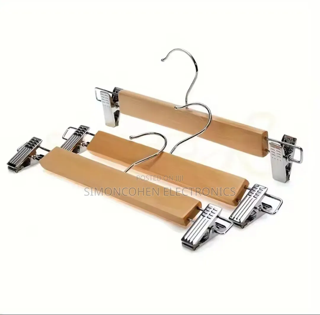 5pcs Set Heavy Duty Non Slip Clip ,Rust Free Closet Wooden Hanger