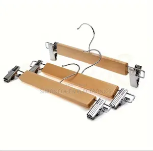 5pcs Set Heavy Duty Non Slip Clip ,Rust Free Closet Wooden Hanger