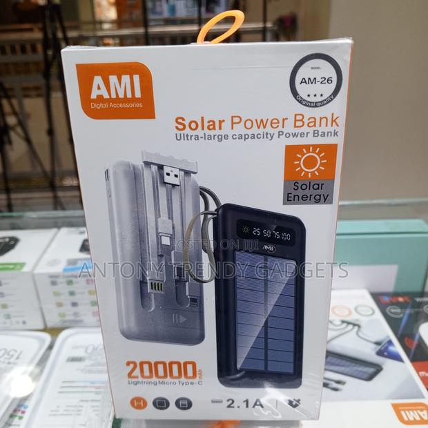 Ami Am-26 20000mah Solar Charger Type-C Micro Lightning - thumbnail 2