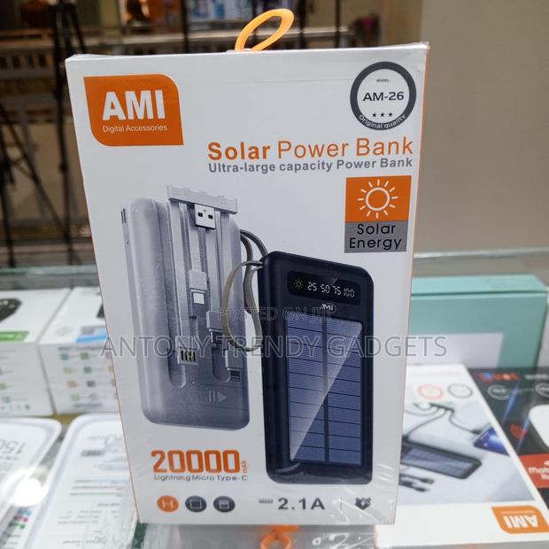 Ami Am-26 20000mah Solar Charger Type-C Micro Lightning - thumbnail 3
