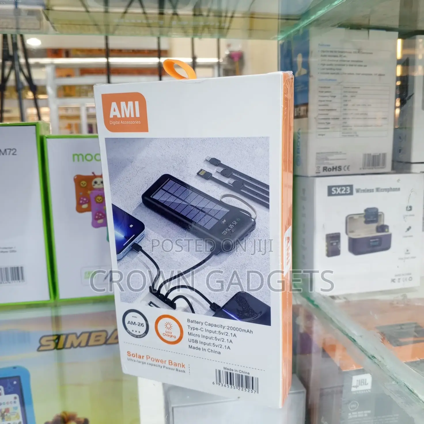 Solar Power Bank 20000mah Ami Am-26 Dual Usb Output