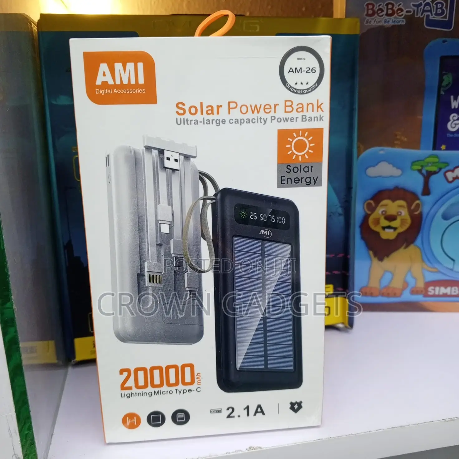 Ami Am-26 Portable Solar Charger With Led Flashlight