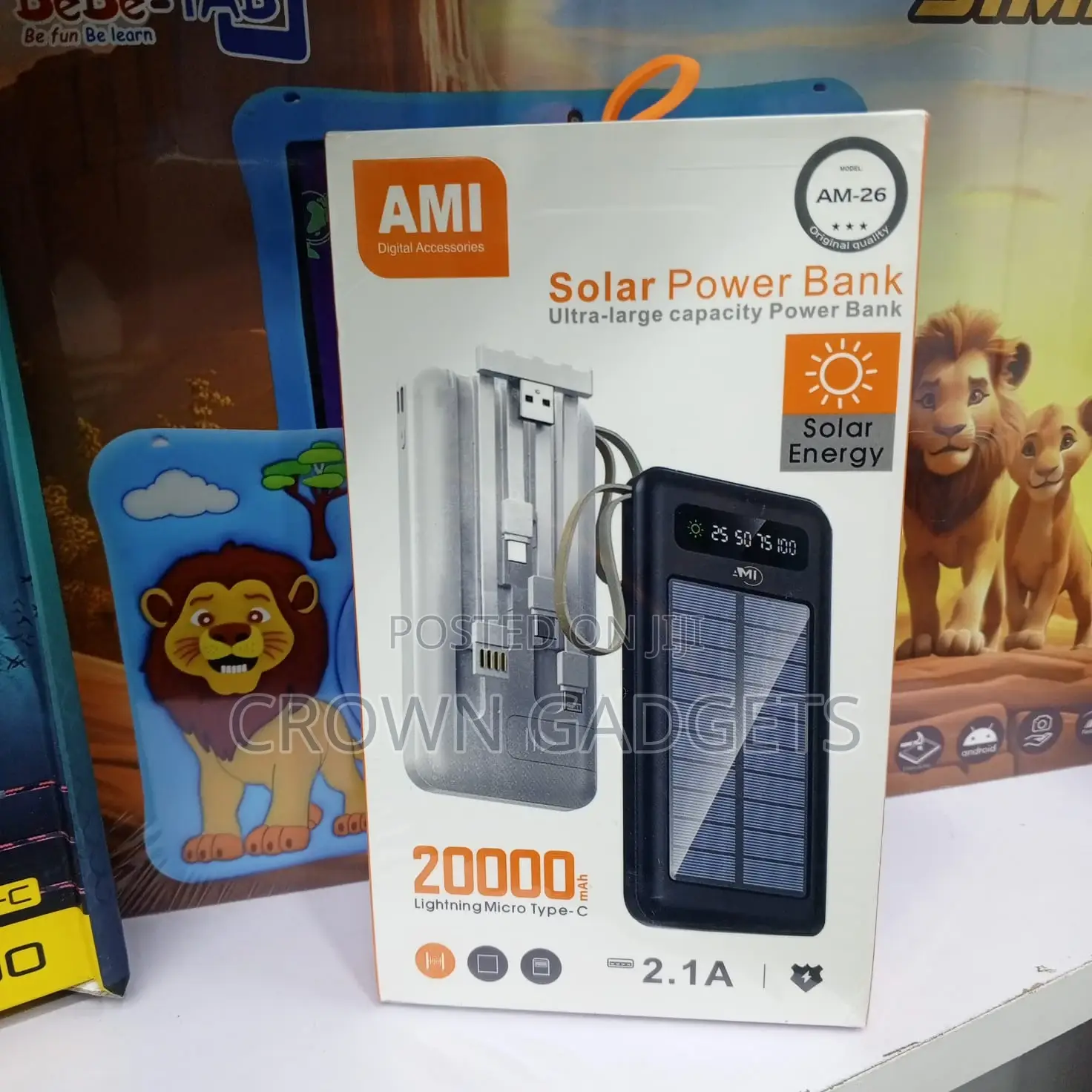 Ami Am-26 Portable Solar Charger With Led Flashlight