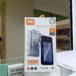 Ami Am-26 Solar Power Bank 20000mah Fast Charge Dual Usb