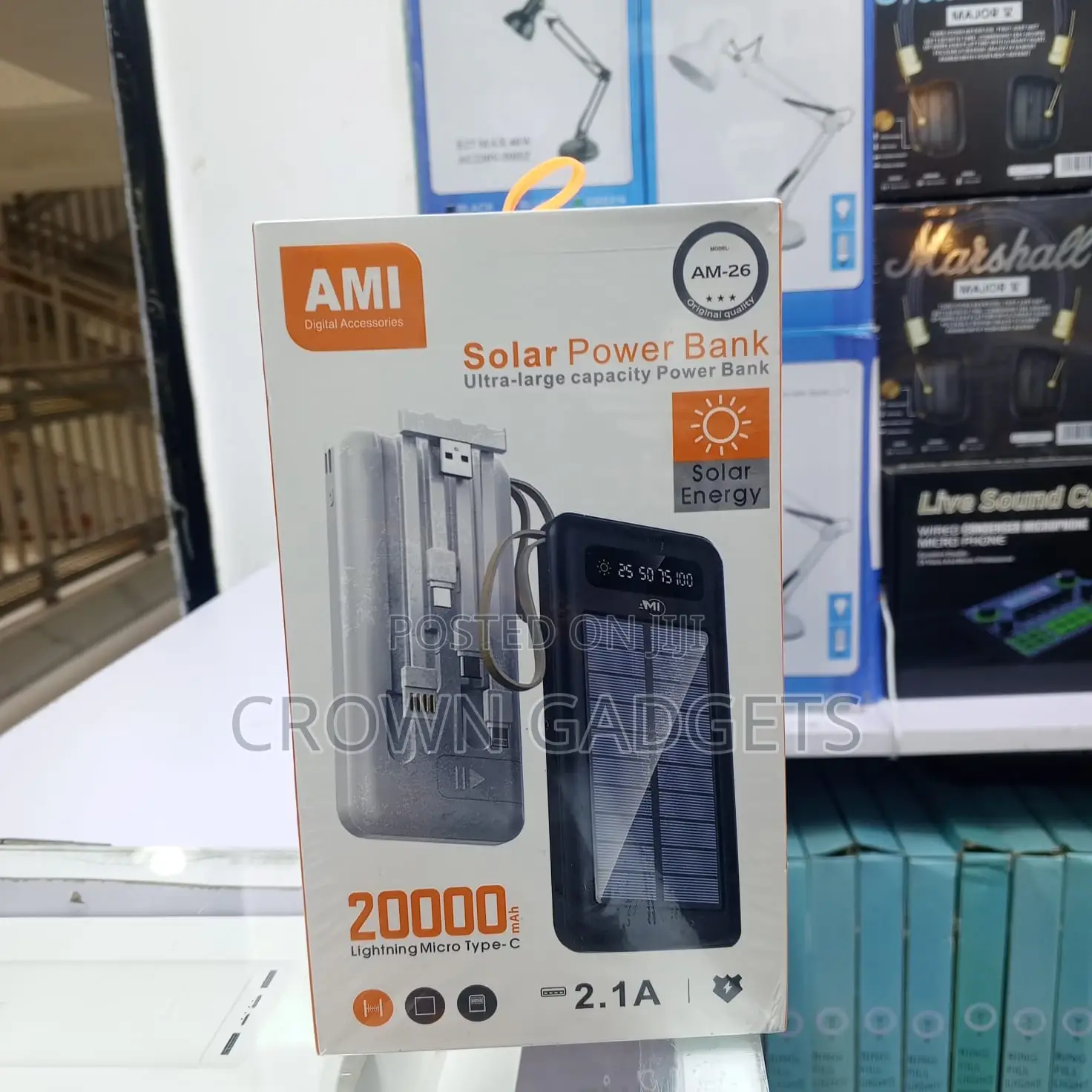 Ami Am-26 Solar Power Bank 20000mah Fast Charge Dual Usb