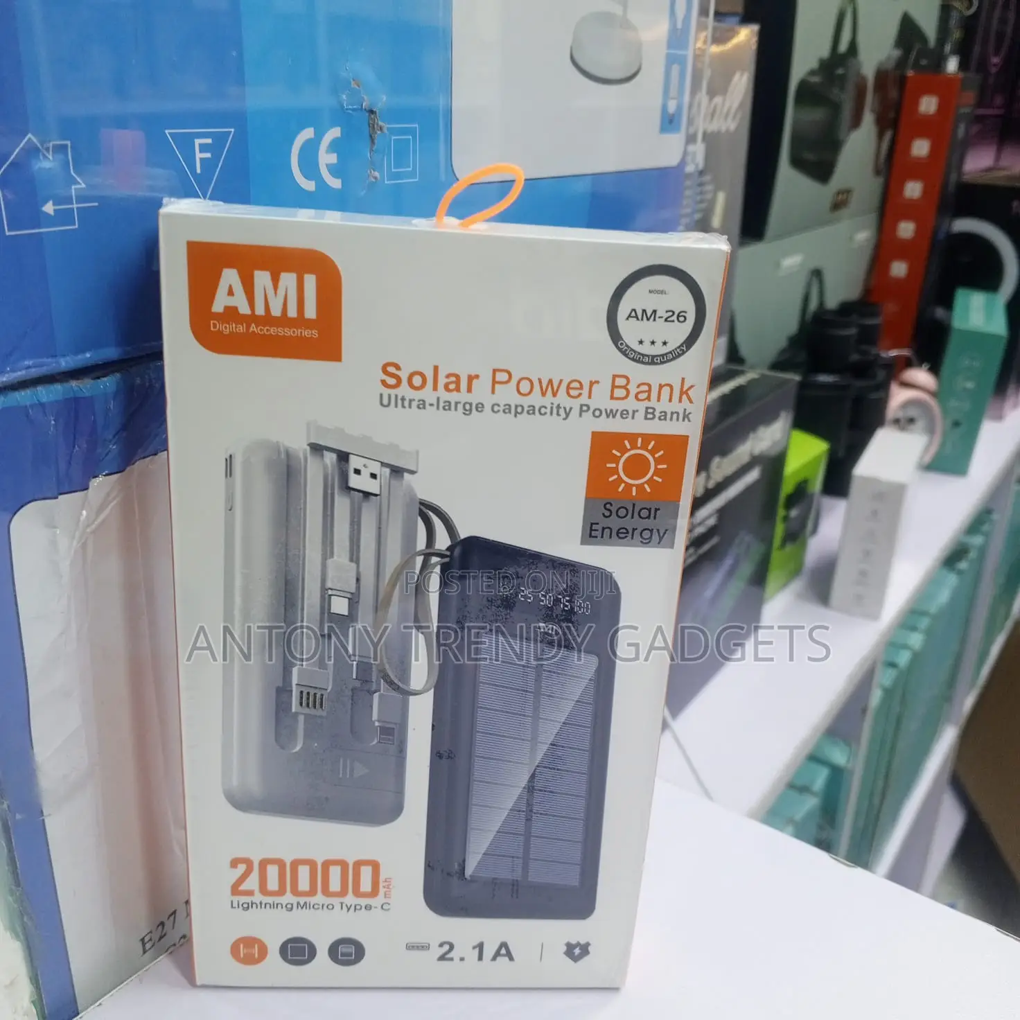 Ami Am-26 Solar Charger 20000mah With Led Torch Light