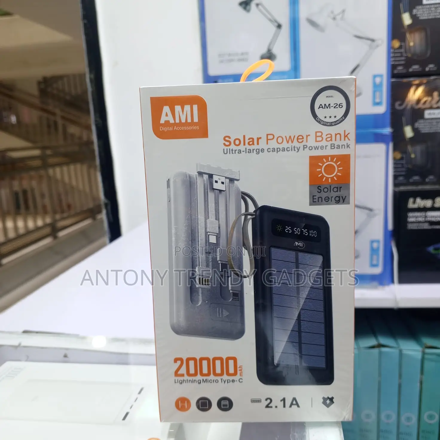 Ami Am-26 Solar Power Bank Outdoor Portable Charger