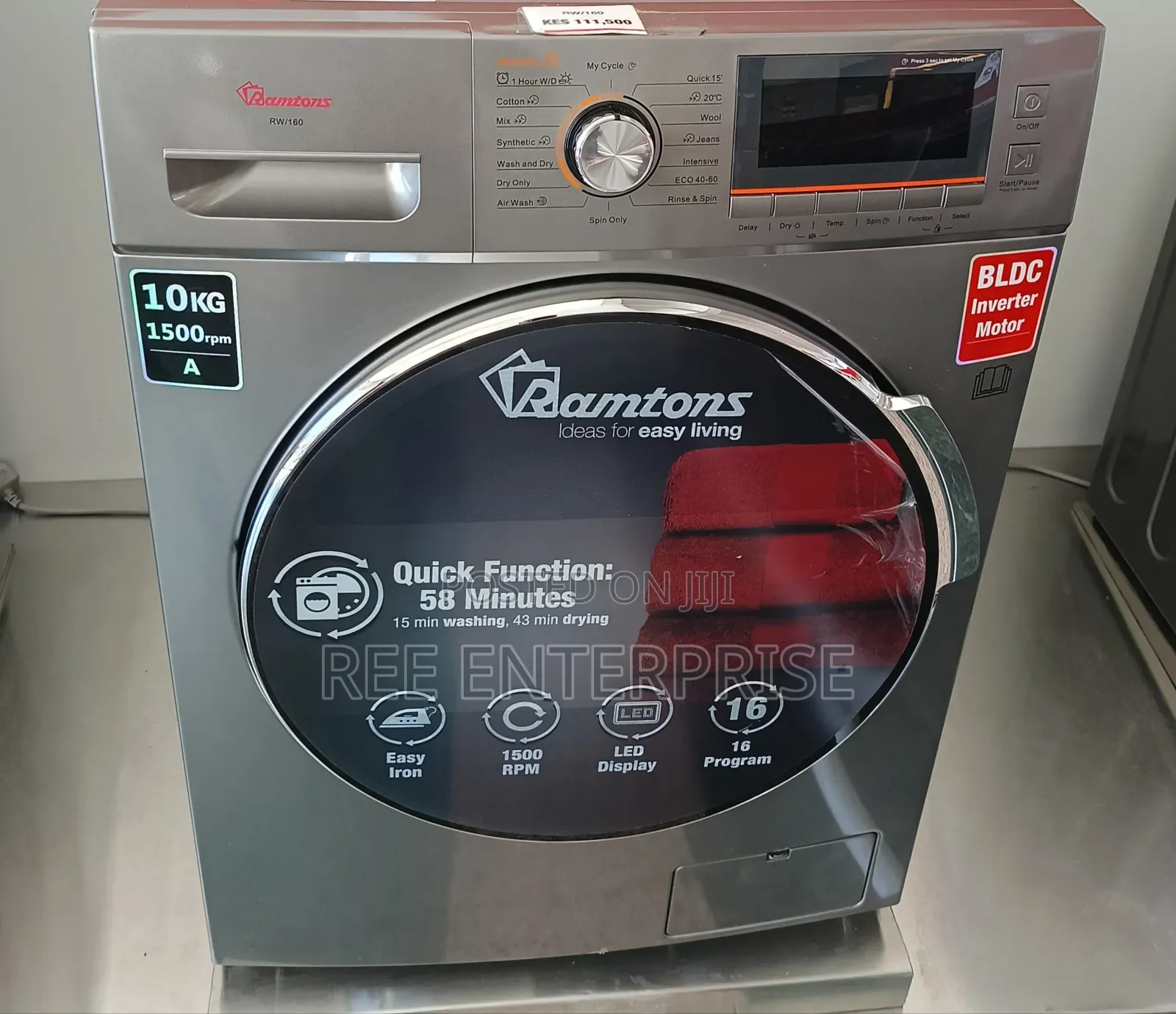 10kg 
Ramtons Rw/147-Front Load Washer 1400 RPM- Silver (1yr Wrty)