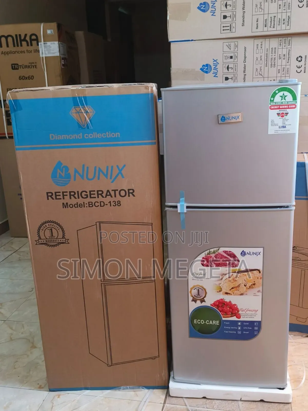 Nunix 138 Litres Large Capacity Double Door Refrigerator Fridge Silver