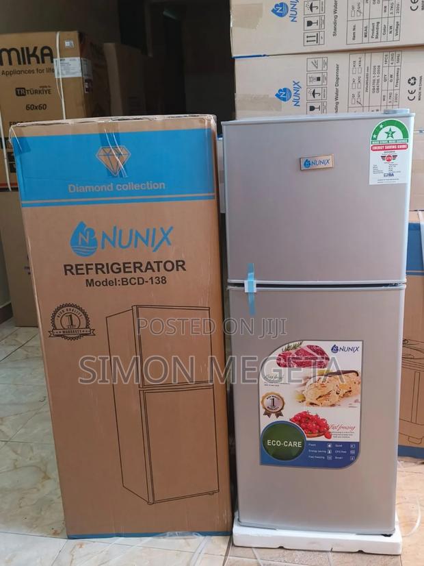 Nunix 138 Litres Large Capacity Double Door Refrigerator Fridge Silver