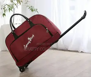Maroon Unisex Trolley Travel Bags With Wheels