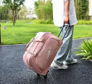 Pink Unisex Trolley Travel Bags With Wheels