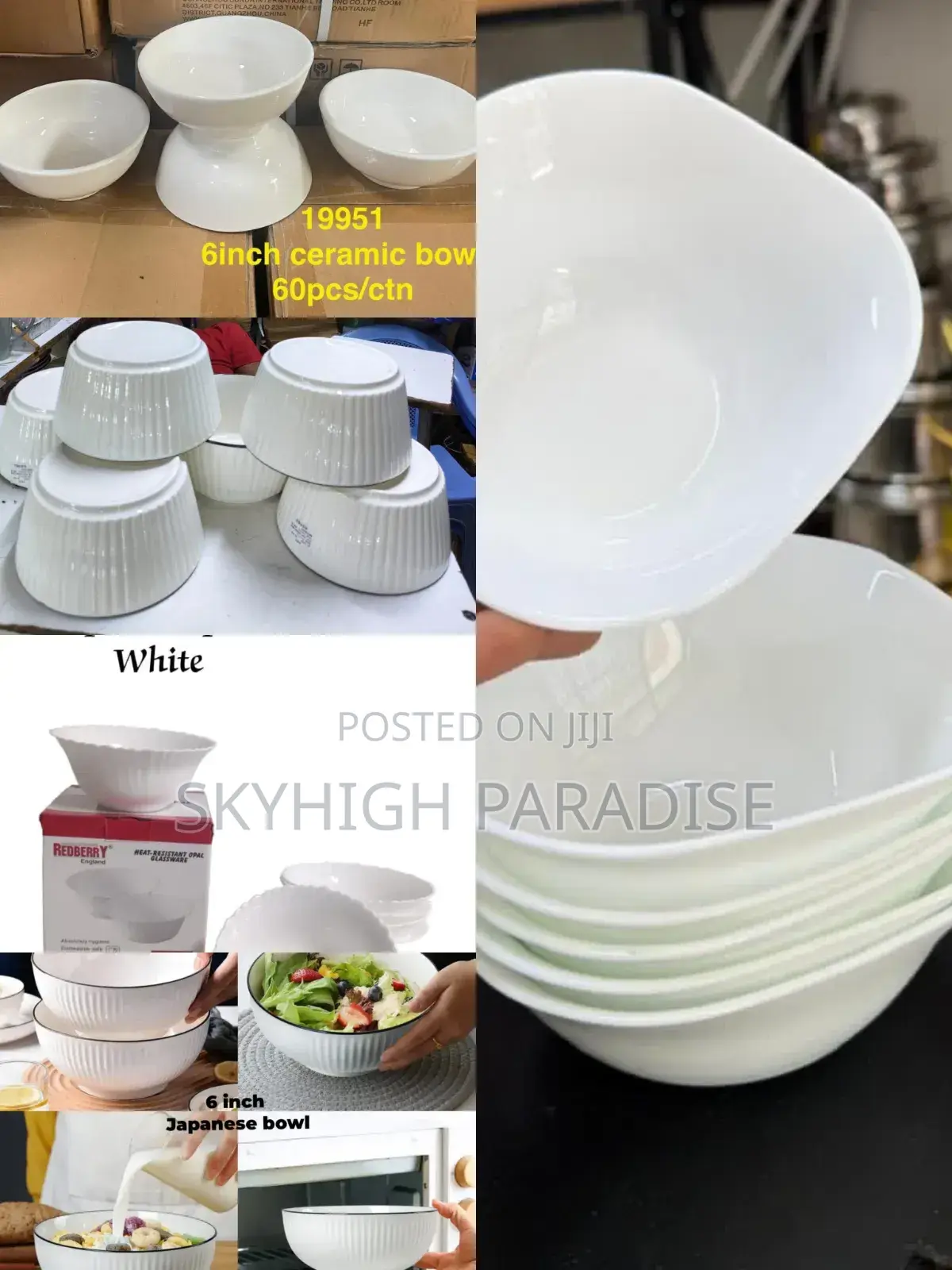 *6inch Bowls Restocked*
Size 6inch
 Available in White
P