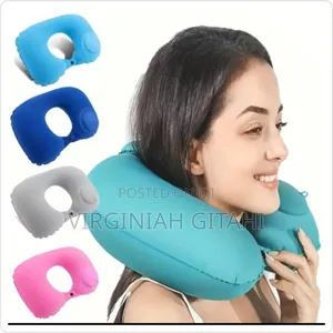 Multicolor Inflatable Travel Neck Pillow