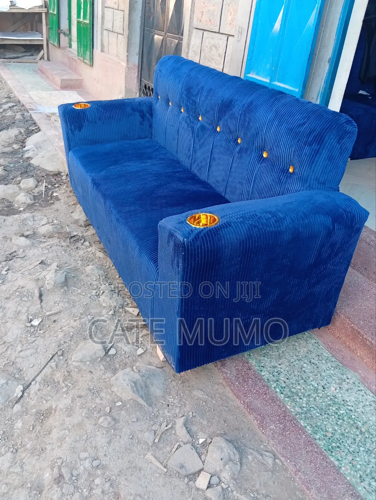 A Blue 3 Seater Sofa