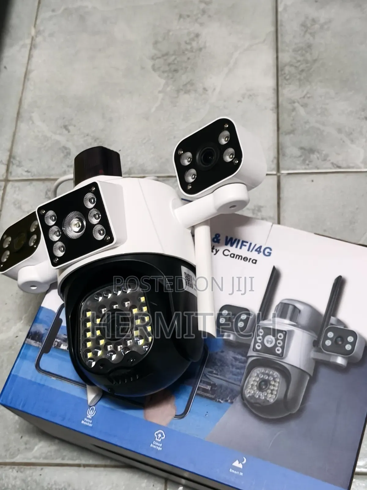 Outdoor Security System Triple Lens CCTV 4g Model Alarm Siren