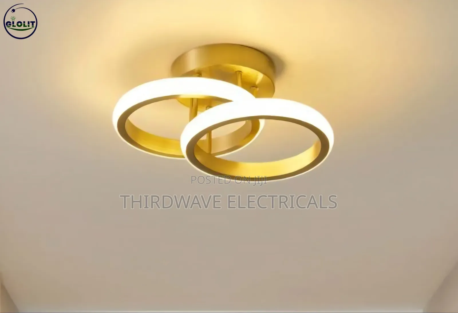 2 Rings Golden Modern Led Flush Mount Ceiling Light Fixture