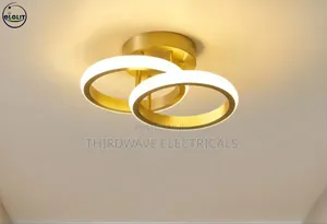 2 Rings Golden Modern Led Flush Mount Ceiling Light Fixture