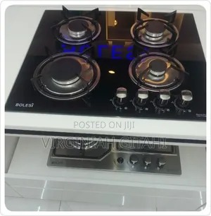 Bolesi Hob 4 Gas Burners Inbuilt Glass Tampared Gas Hod