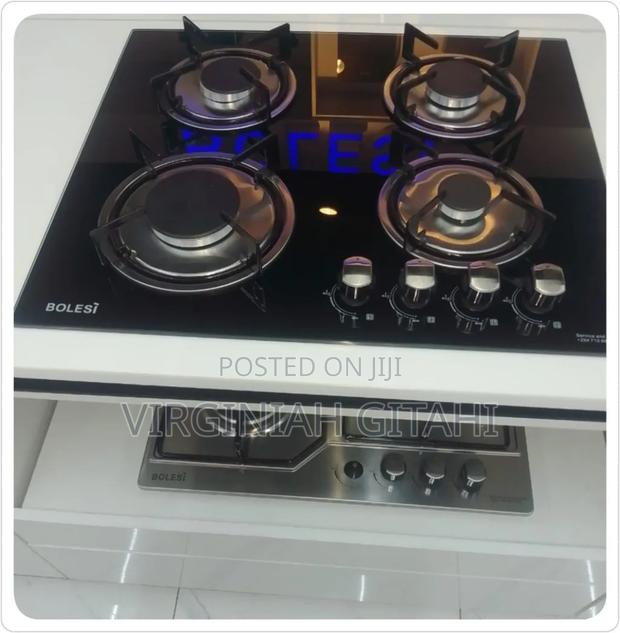 Bolesi Hob 4 Gas Burners Inbuilt Glass Tampared Gas Hod